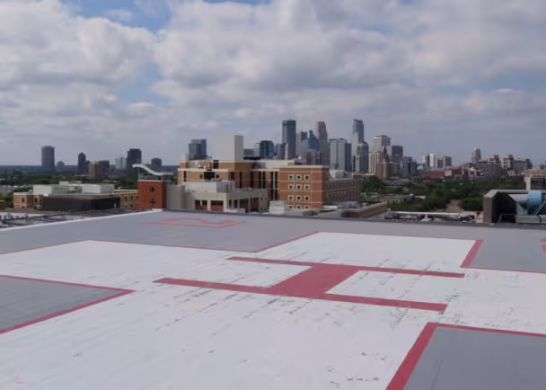 Helipad landing at Abbot
