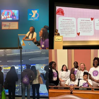 girls taking action photo collage