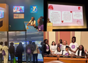 girls taking action photo collage